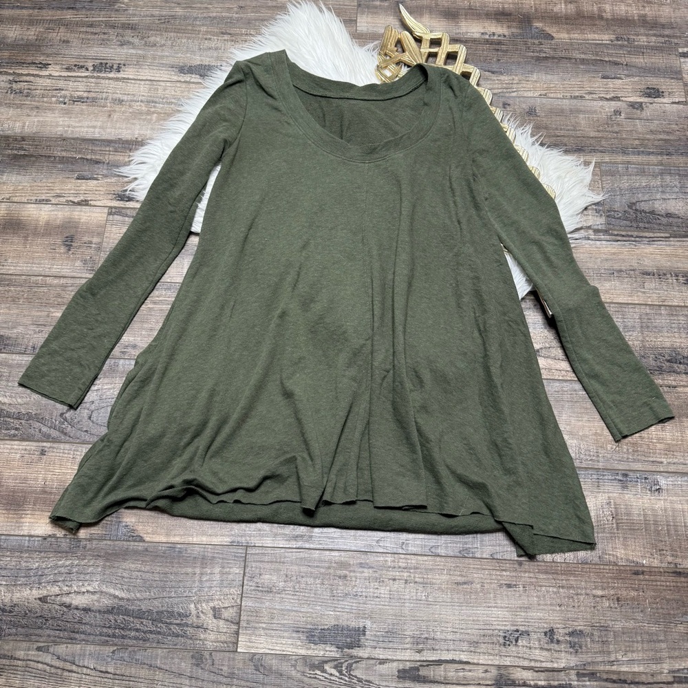 Free People Beach Crewneck Long Sleeve Tunic Green